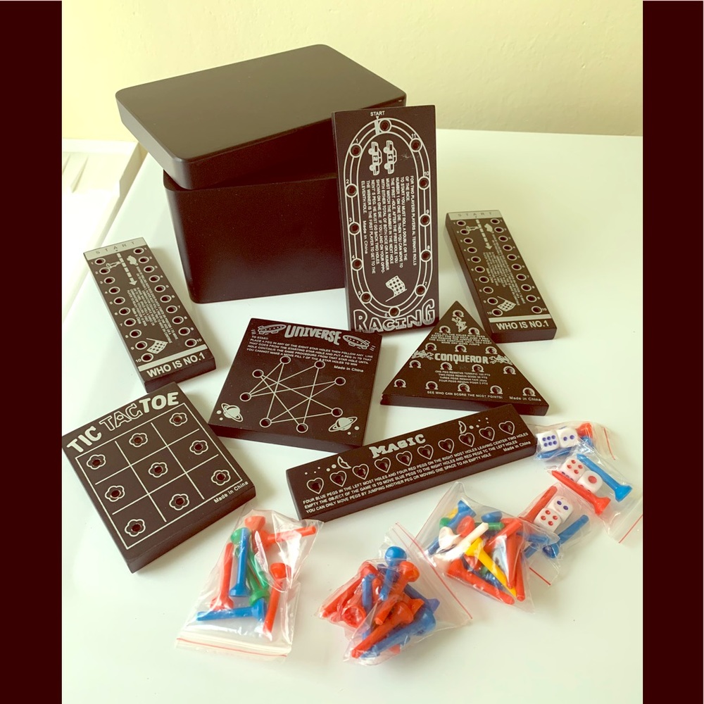 💸Unique Black Wooden Box 6-in-1 Game Set - Protocol
